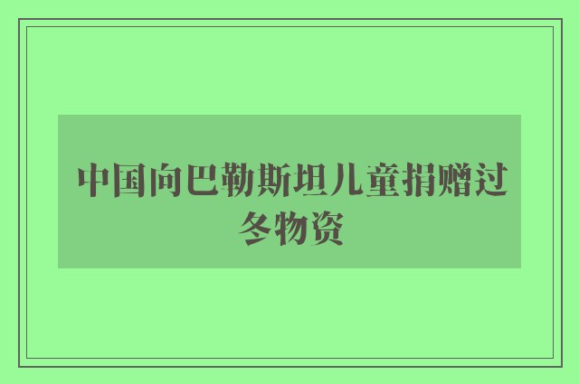 中国向巴勒斯坦儿童捐赠过冬物资