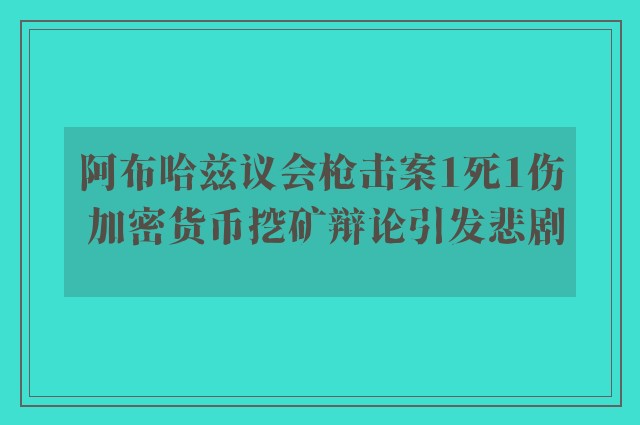 阿布哈兹议会枪击案1死1伤 加密货币挖矿辩论引发悲剧