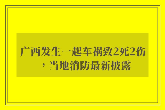 广西发生一起车祸致2死2伤，当地消防最新披露