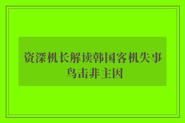 资深机长解读韩国客机失事 鸟击非主因