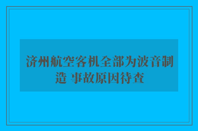 济州航空客机全部为波音制造 事故原因待查