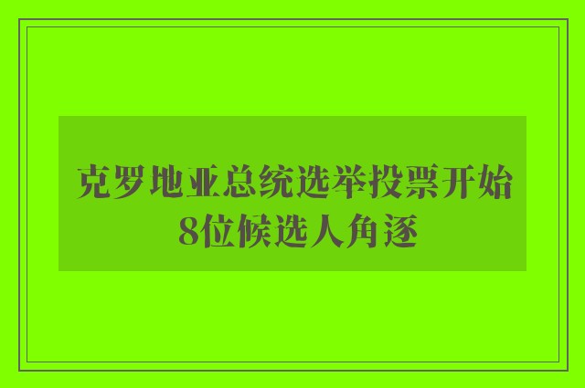 克罗地亚总统选举投票开始 8位候选人角逐