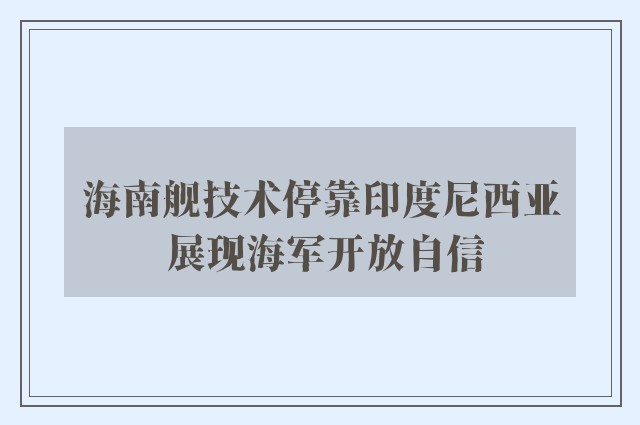 海南舰技术停靠印度尼西亚 展现海军开放自信