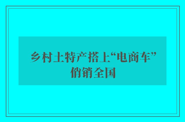 乡村土特产搭上“电商车”俏销全国